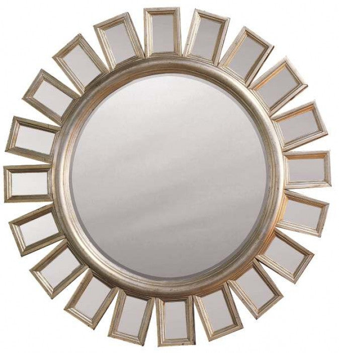 Round Panel Mirror 10161 | Silver Leaf Round Mirror With Inlaid Panels In Frame – Mirror Image