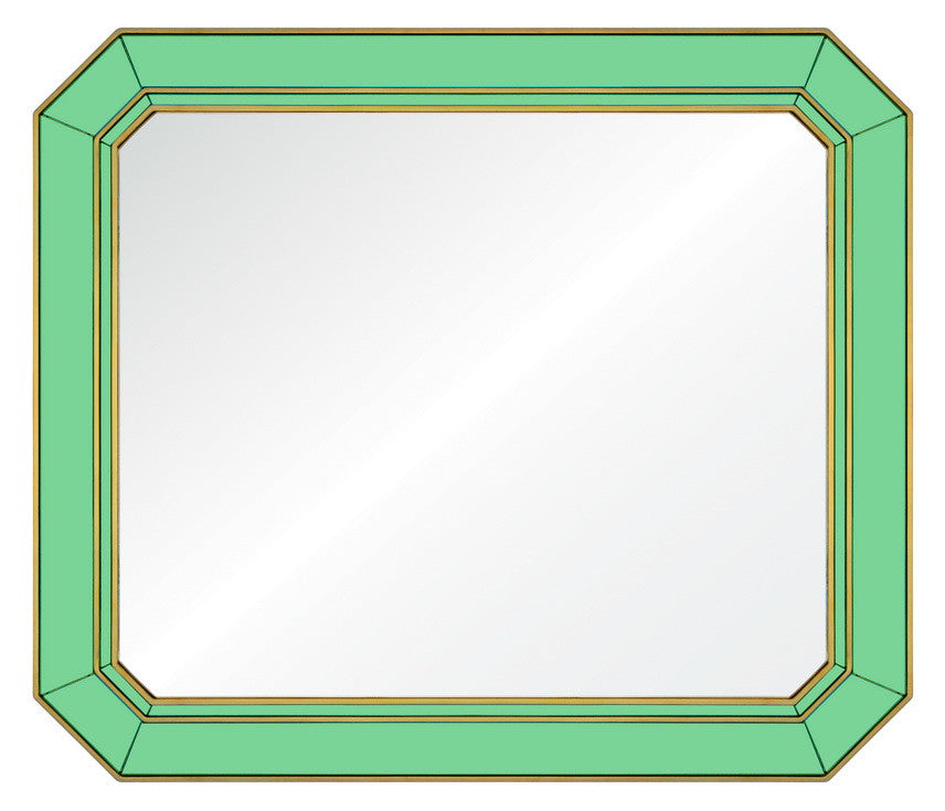 Green colored mirror and decorative frame