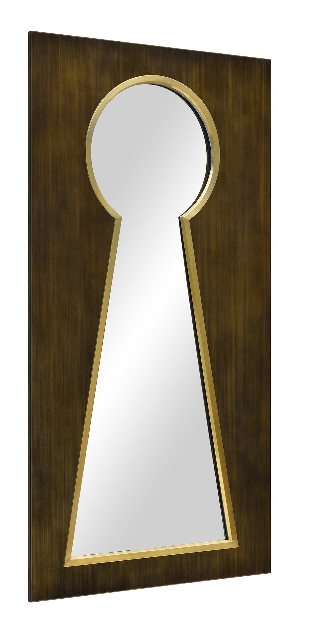 15600 Key | Framed decorative key hole mirror shown in antiqued brass ...
