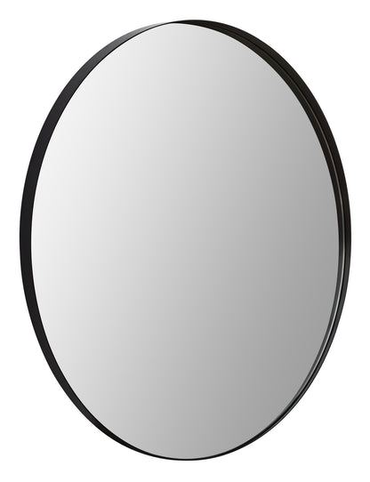 Round mirror with minimalist metal frame