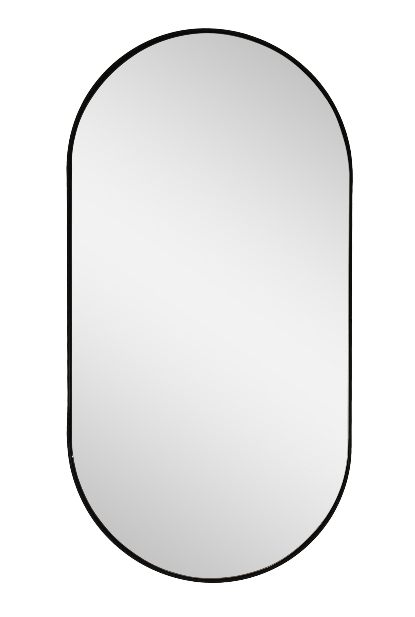 matte black oval shaped mirror