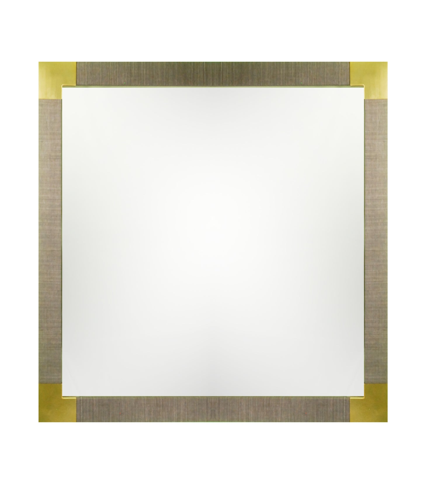 Square mirror frame wrapped in heather grey linen