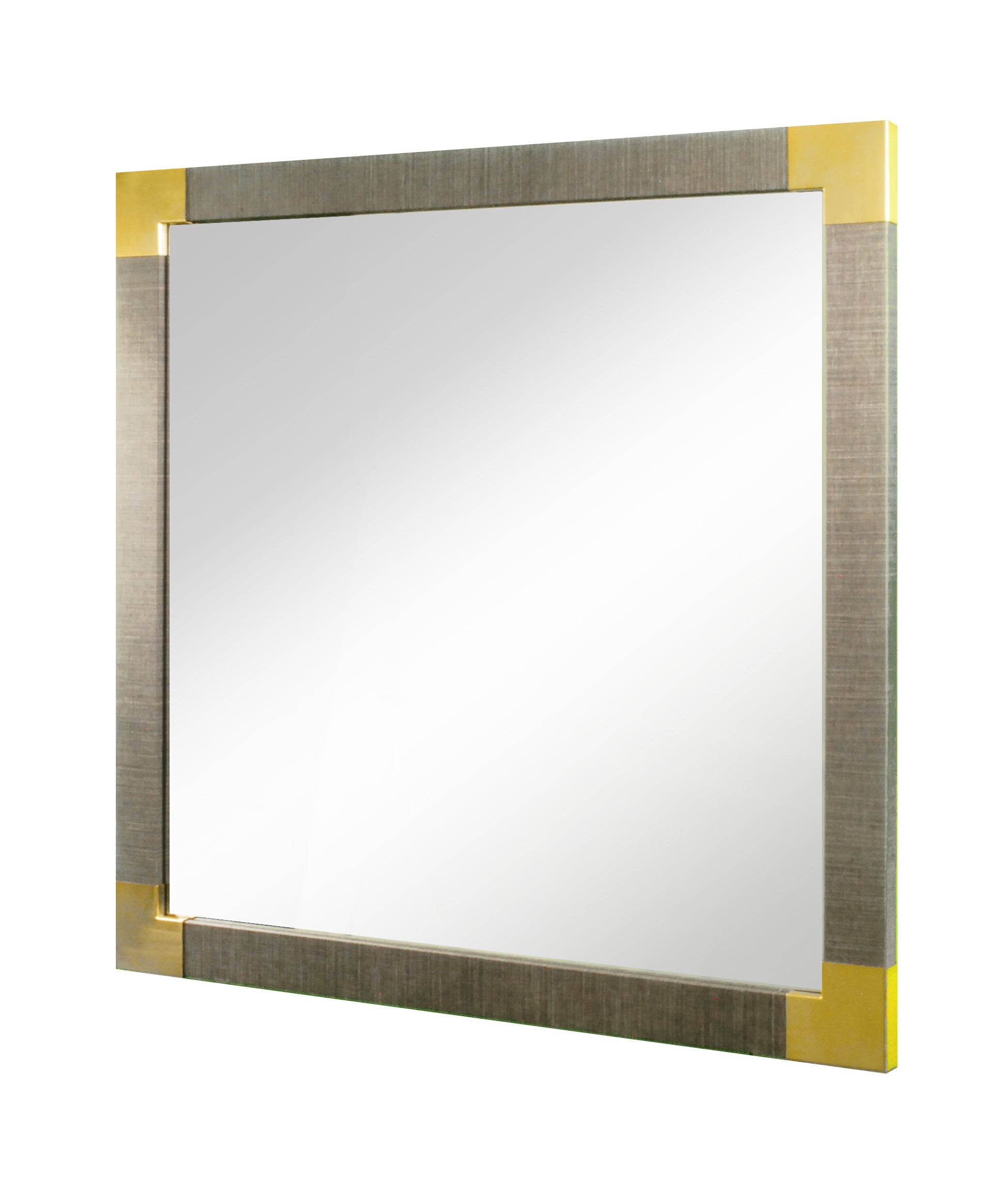 Square mirror with brass corners