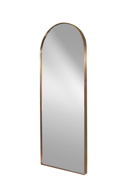 Rounded top copper frame mirror