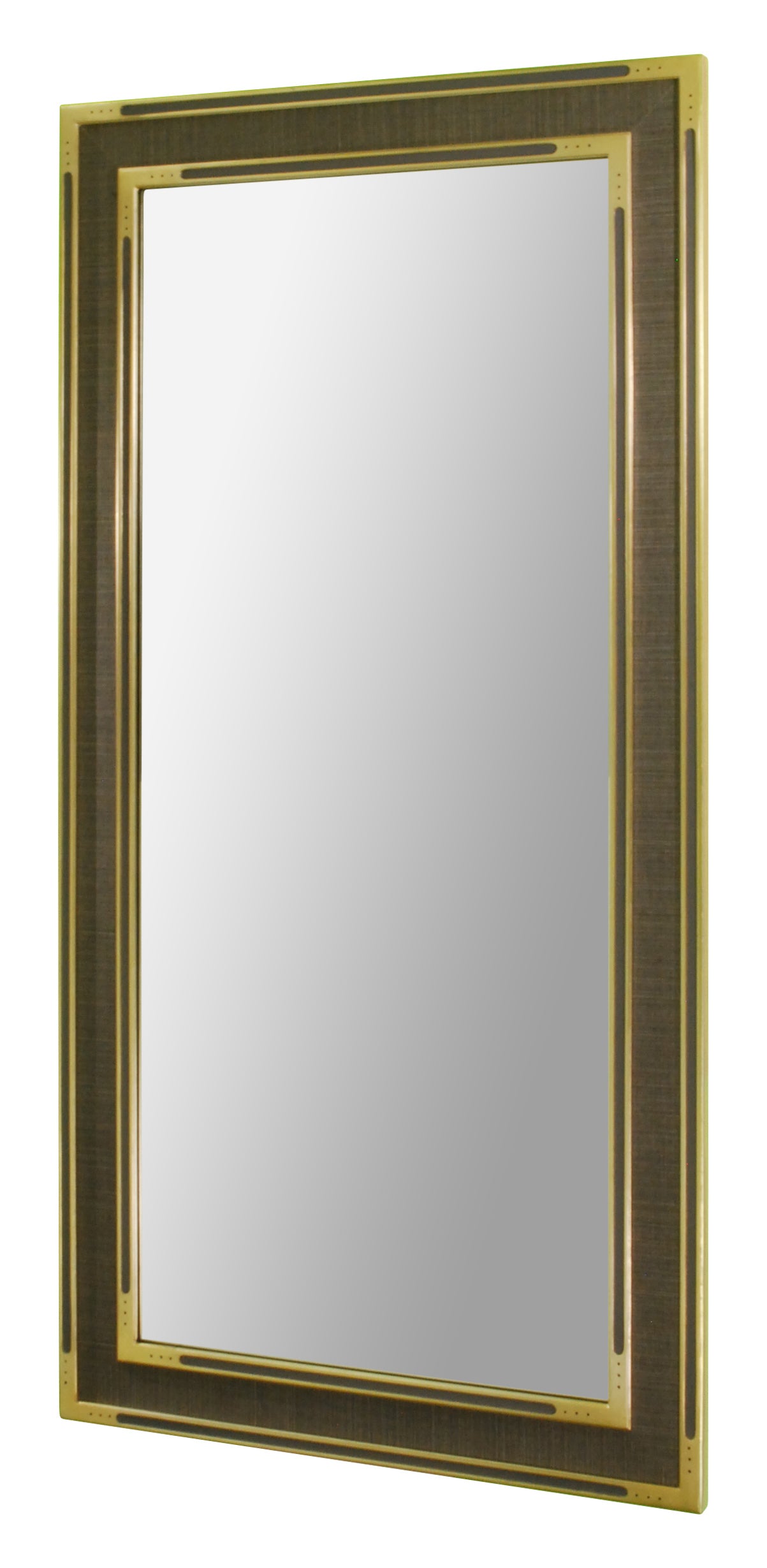 Full length Charcoal grey linen wrapped frame with brass by paint edges