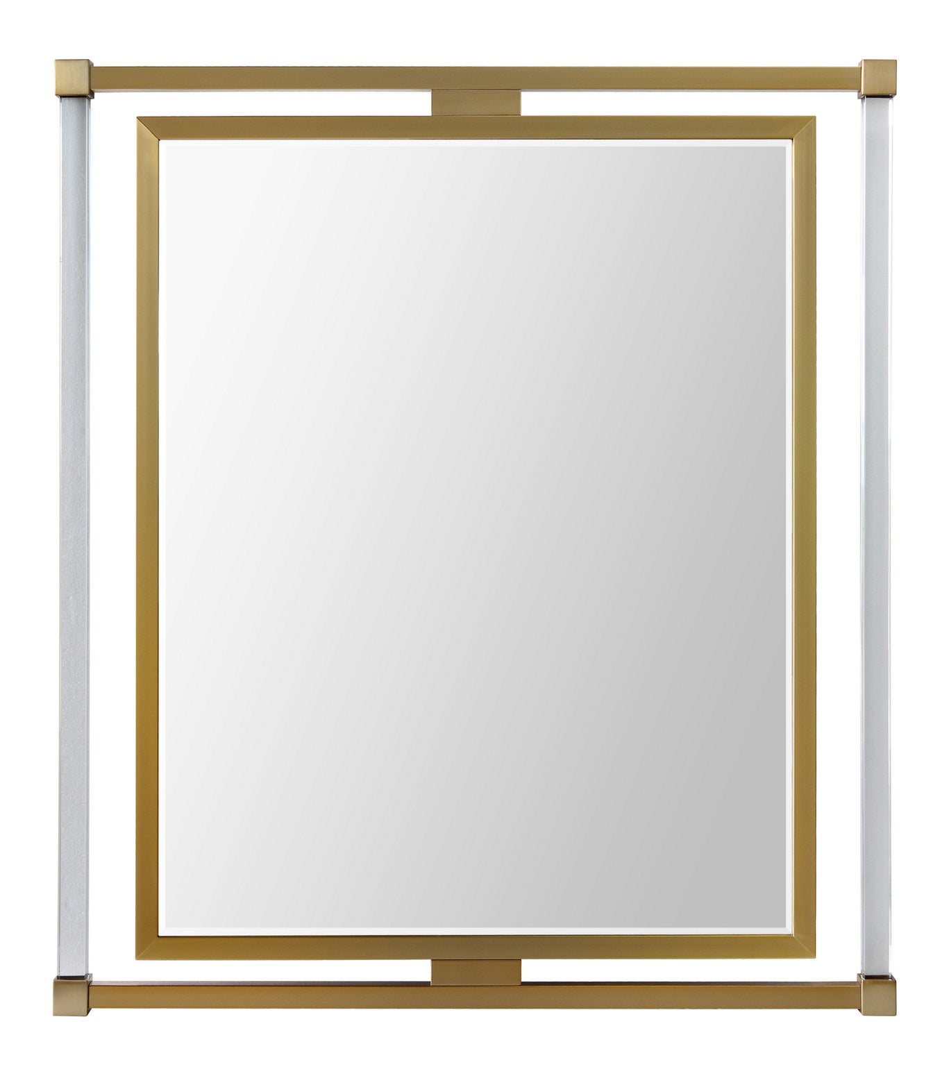 Decorative transitional mirror mad with acrylic and brass